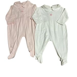 Lydababy 100% Pima cotton footie one ivory and one pink